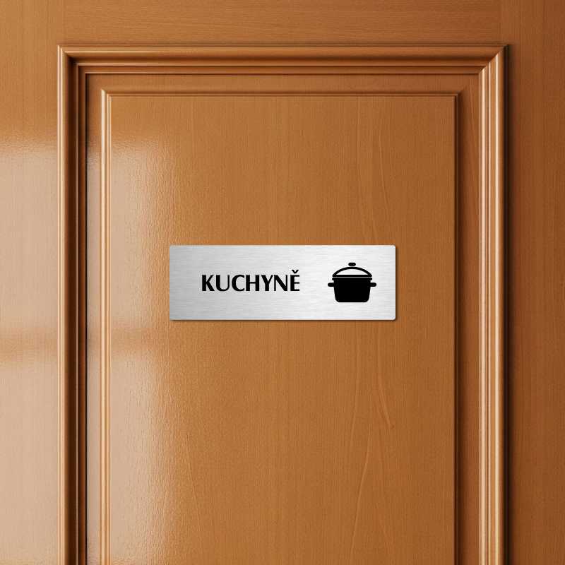 Kuchyně, 240x79mm, stříbrná popiska s dvojtým rámečkem